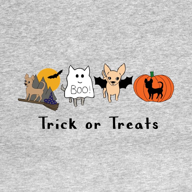 Lilac Halloween Chis - Smooth coat chihuahuas - Halloween Chihuahua Tee by bettyretro